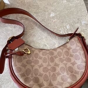 Coach Signature Tan and Brown Shoulder Bag